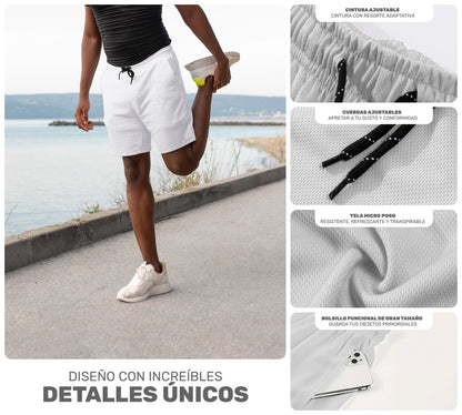 Short Deportivo Ejercicio Gym Slim Fit Elástico - ONDASHOPMX