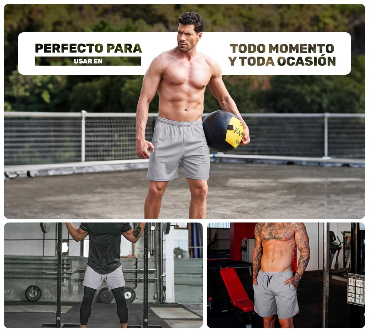Short Deportivo Ejercicio Gym Slim Fit Elástico - ONDASHOPMX