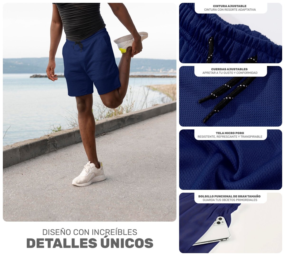 Short Deportivo Ejercicio Gym Slim Fit Elástico - ONDASHOPMX