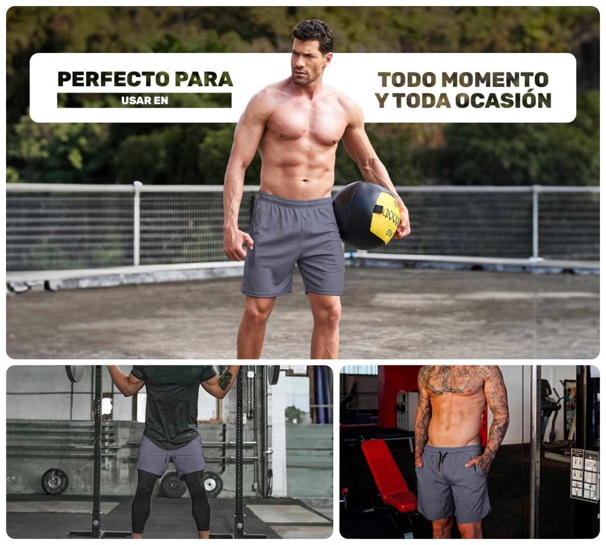 Short Deportivo Ejercicio Gym Slim Fit Elástico - ONDASHOPMX