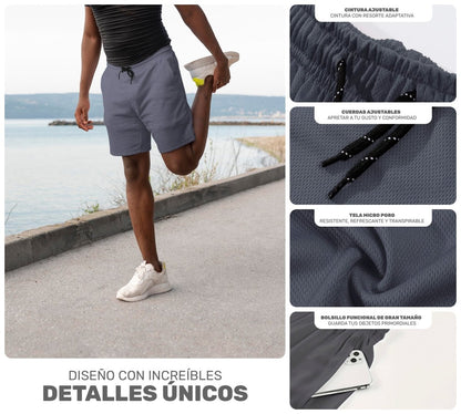 Short Deportivo Ejercicio Gym Slim Fit Elástico - ONDASHOPMX