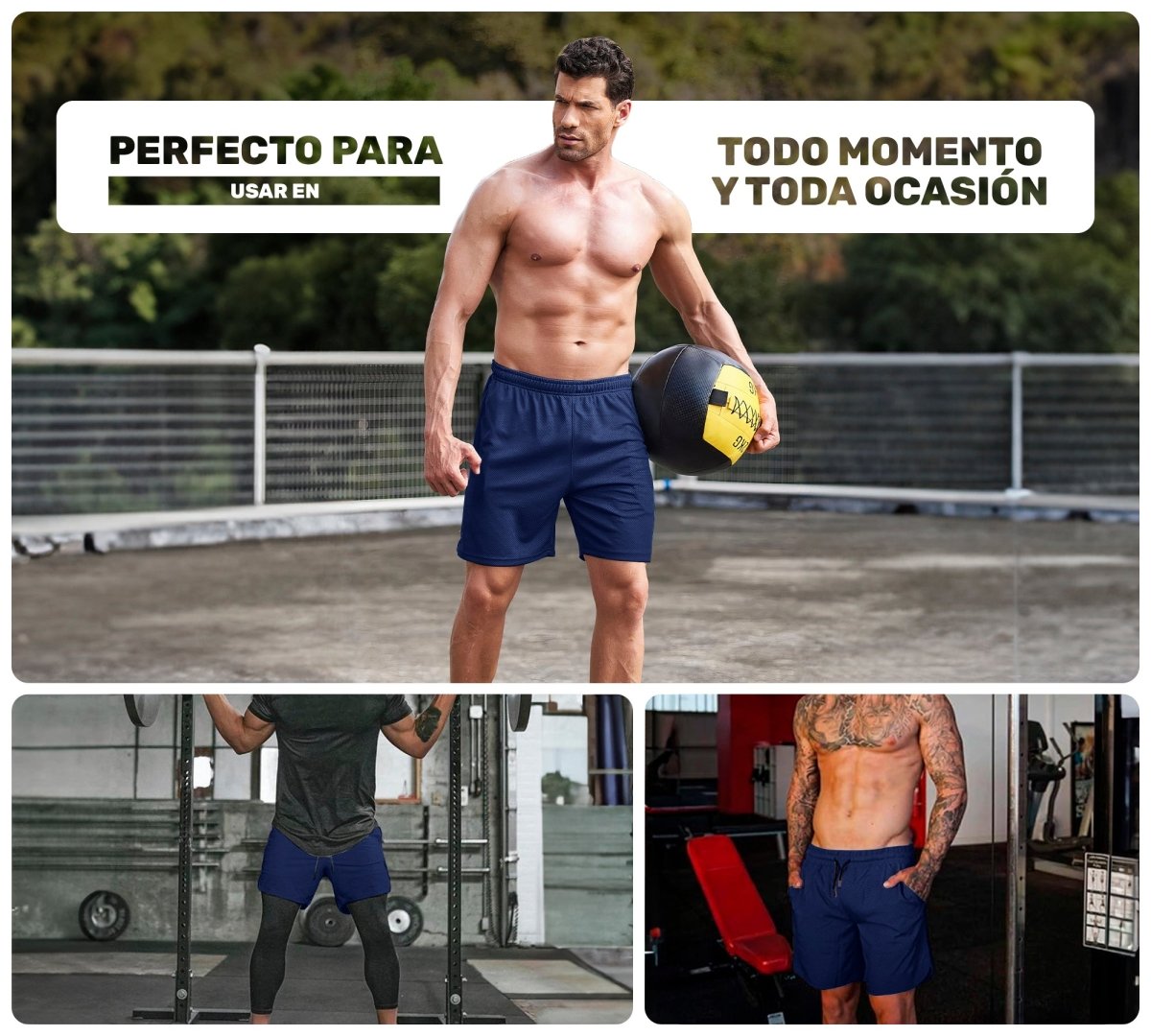 Short Deportivo Ejercicio Gym Slim Fit Elástico - ONDASHOPMX