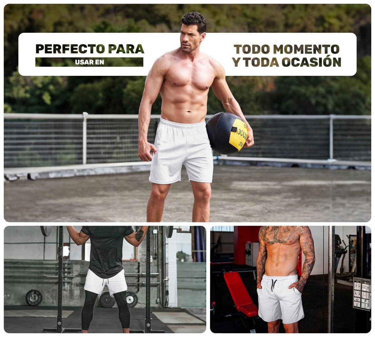 Short Deportivo Ejercicio Gym Slim Fit Elástico - ONDASHOPMX