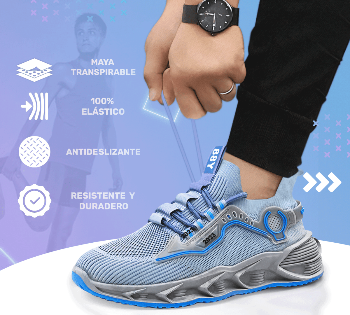 Sneakers Blancos Sport 88Y – Suela Antideslizante & Ajuste Ergonómico - ONDASHOPMX