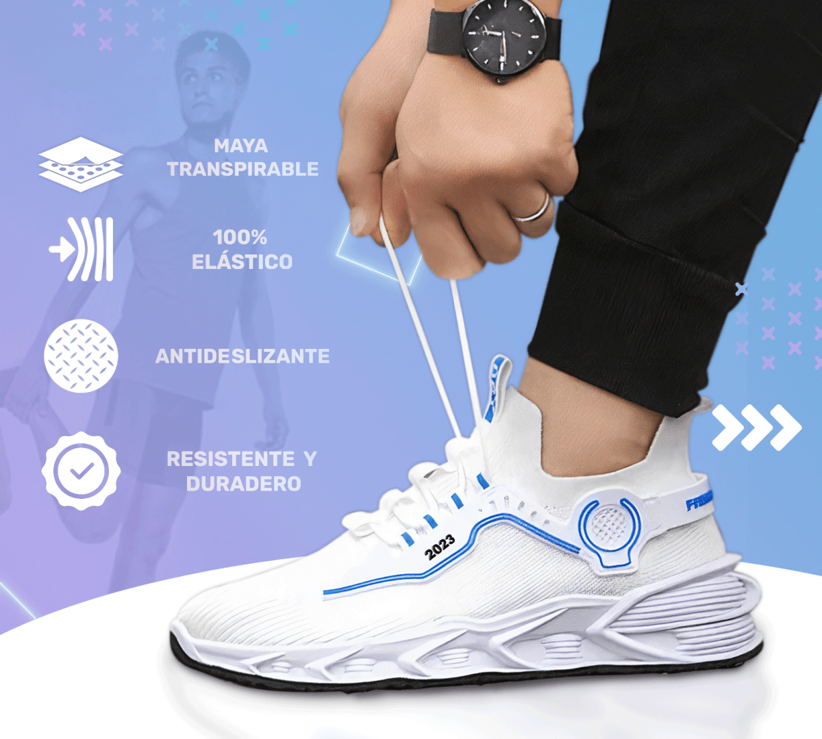Sneakers Blancos Sport 88Y – Suela Antideslizante & Ajuste Ergonómico - ONDASHOPMX