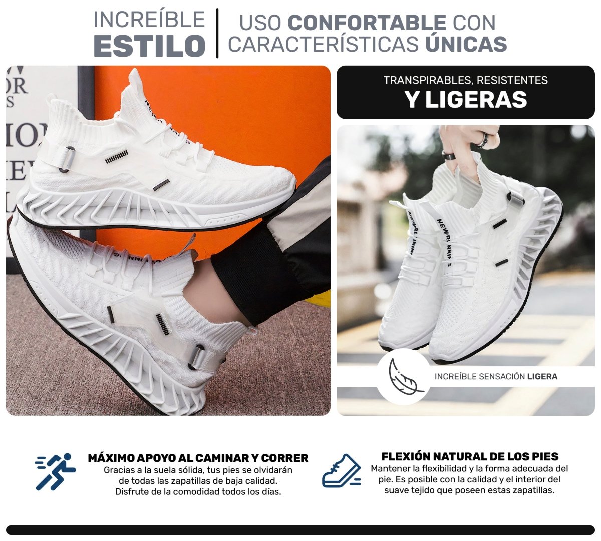 Sneakers Deportivos Ligeros para Hombre y Mujer | Transpirables, Cómodos & Resistentes - ONDASHOPMX