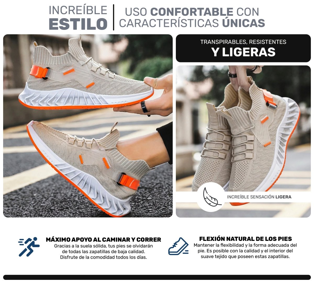 Sneakers Deportivos Ligeros para Hombre y Mujer | Transpirables, Cómodos & Resistentes - ONDASHOPMX