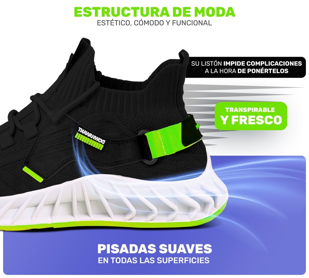 Sneakers Deportivos Ligeros para Hombre y Mujer | Transpirables, Cómodos & Resistentes - ONDASHOPMX