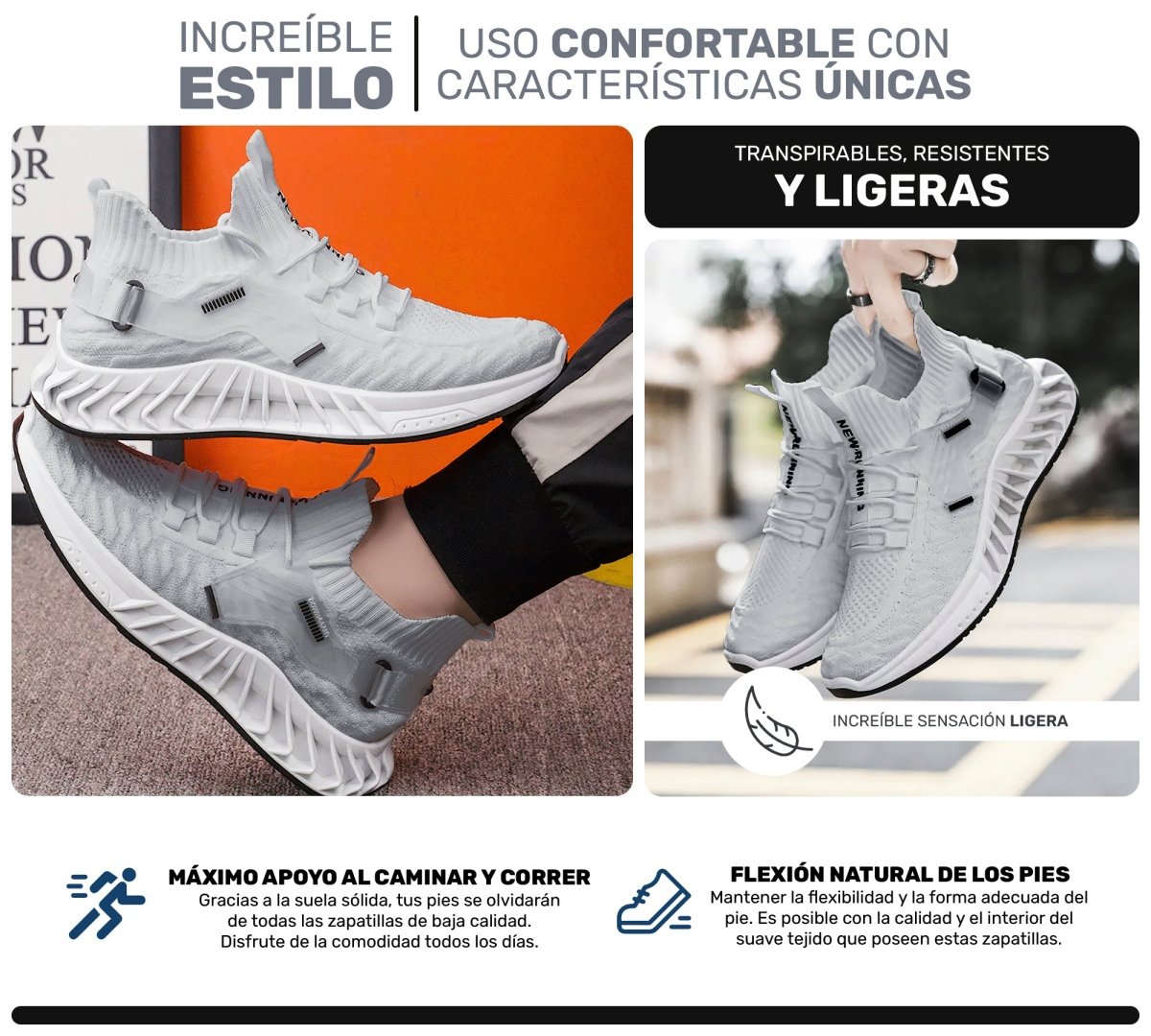 Sneakers Deportivos Ligeros para Hombre y Mujer | Transpirables, Cómodos & Resistentes - ONDASHOPMX