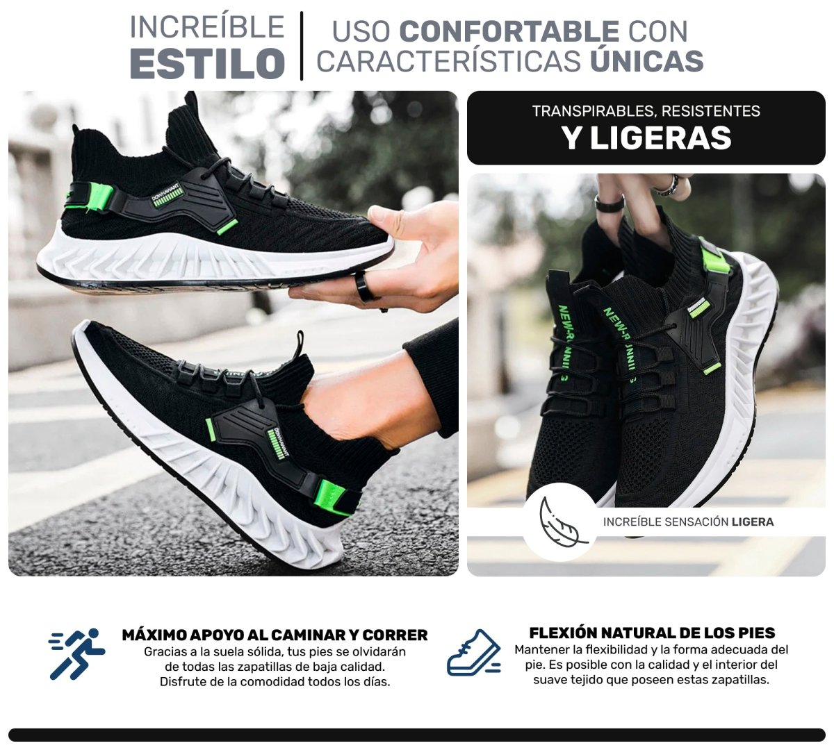 Sneakers Deportivos Ligeros para Hombre y Mujer | Transpirables, Cómodos & Resistentes - ONDASHOPMX