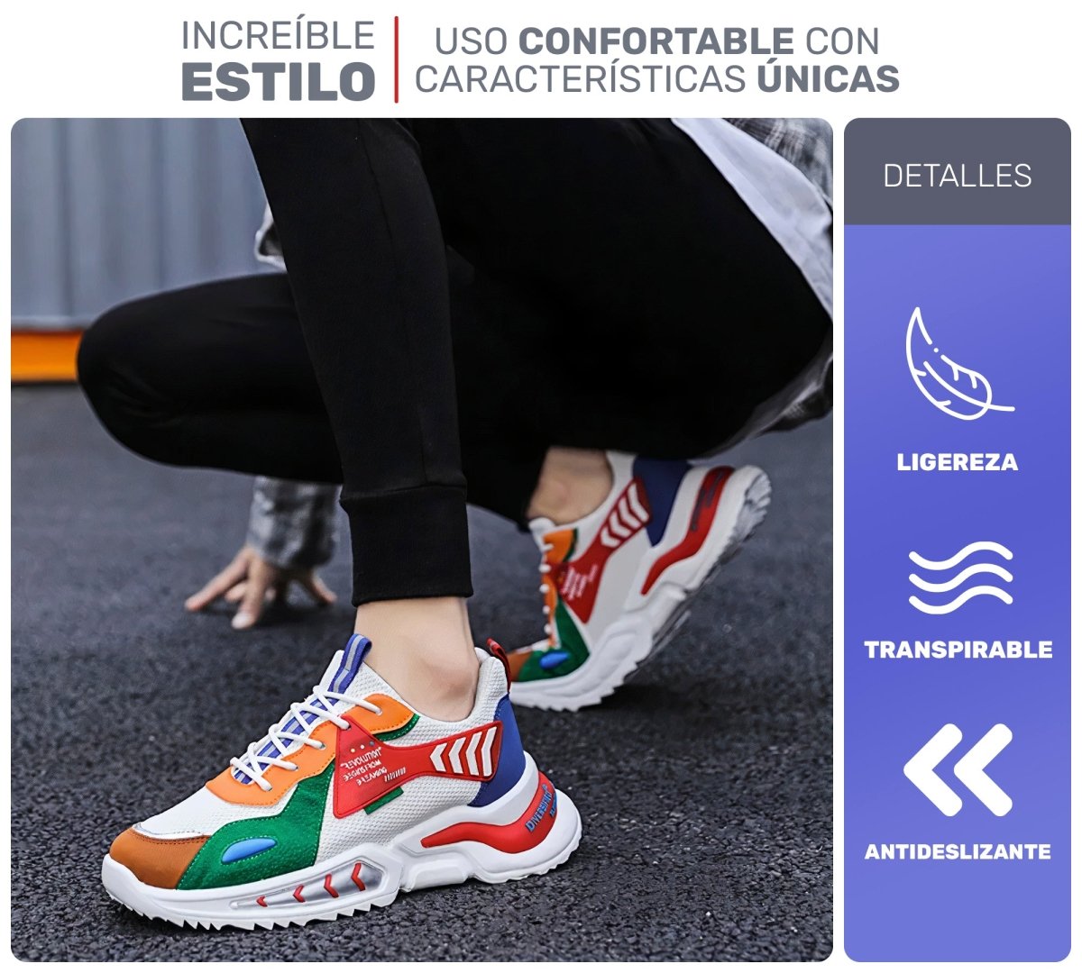 Sneakers Estilo Streetwear Con Detalles Únicos | Amortiguación Suave & Refuerzos En Capas - ONDASHOPMX