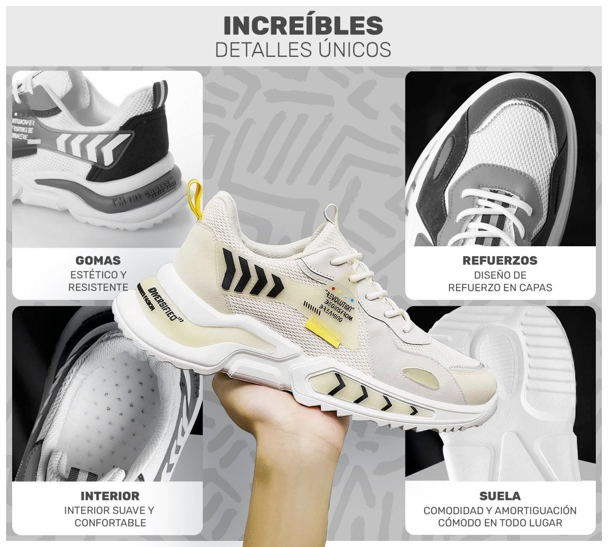Sneakers Estilo Streetwear Con Detalles Únicos | Amortiguación Suave & Refuerzos En Capas - ONDASHOPMX