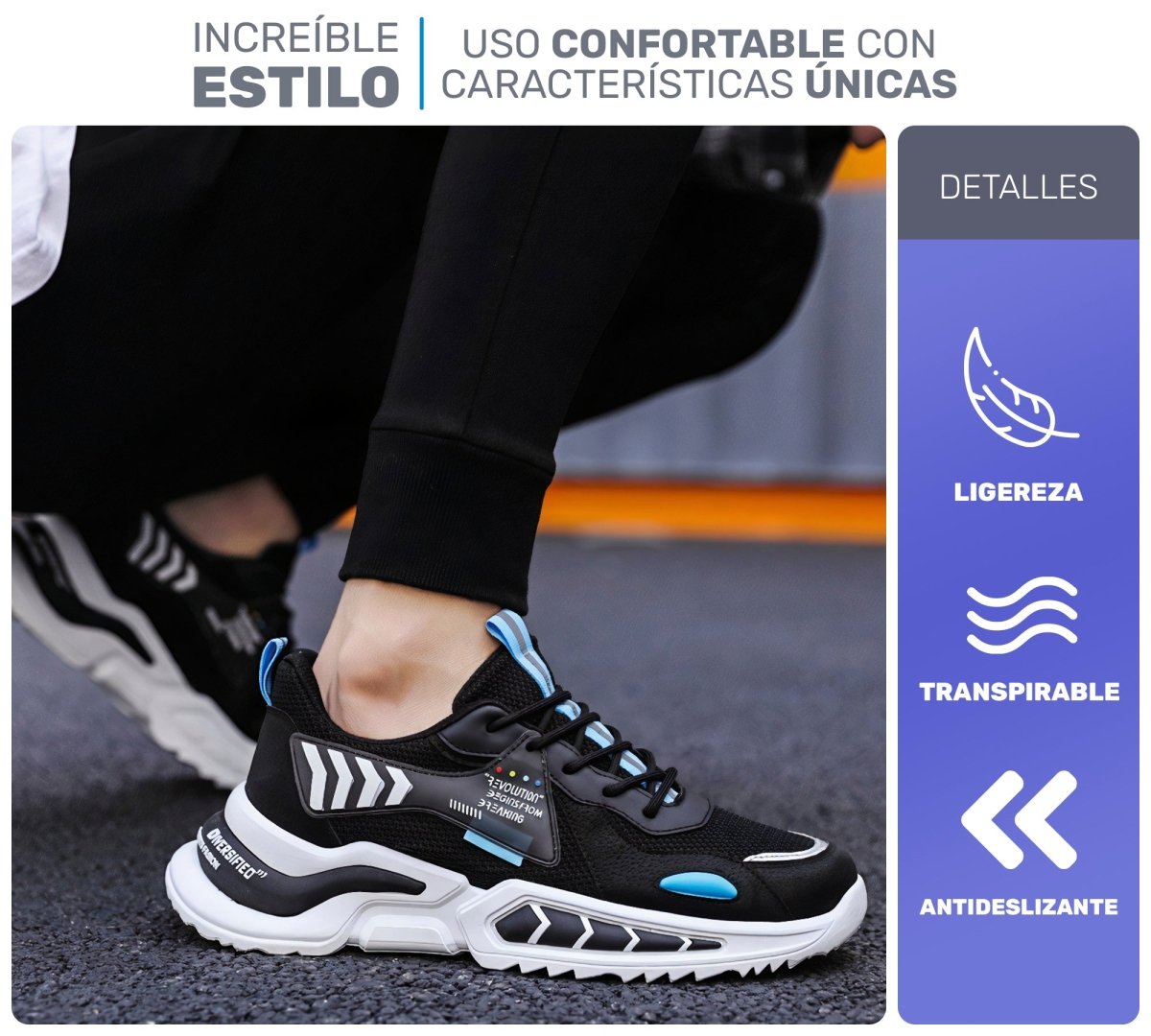 Sneakers Estilo Streetwear Con Detalles Únicos | Amortiguación Suave & Refuerzos En Capas - ONDASHOPMX