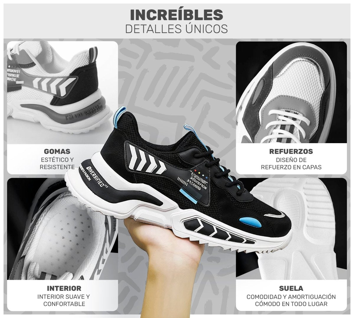 Sneakers Estilo Streetwear Con Detalles Únicos | Amortiguación Suave & Refuerzos En Capas - ONDASHOPMX