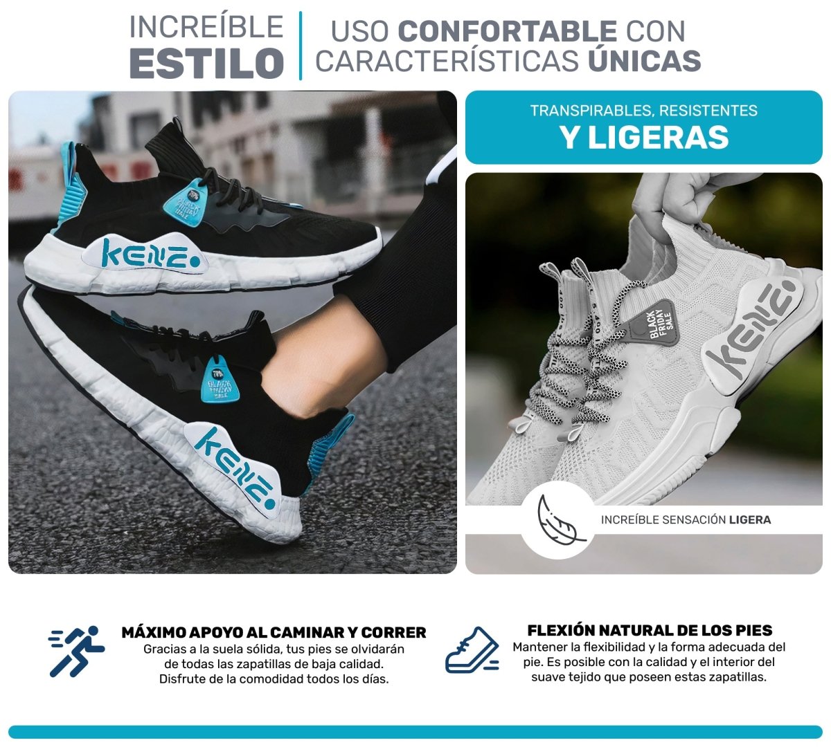 Sneakers Ligeros & Resistentes | Suela Amortiguada & Interior Confortable - ONDASHOPMX