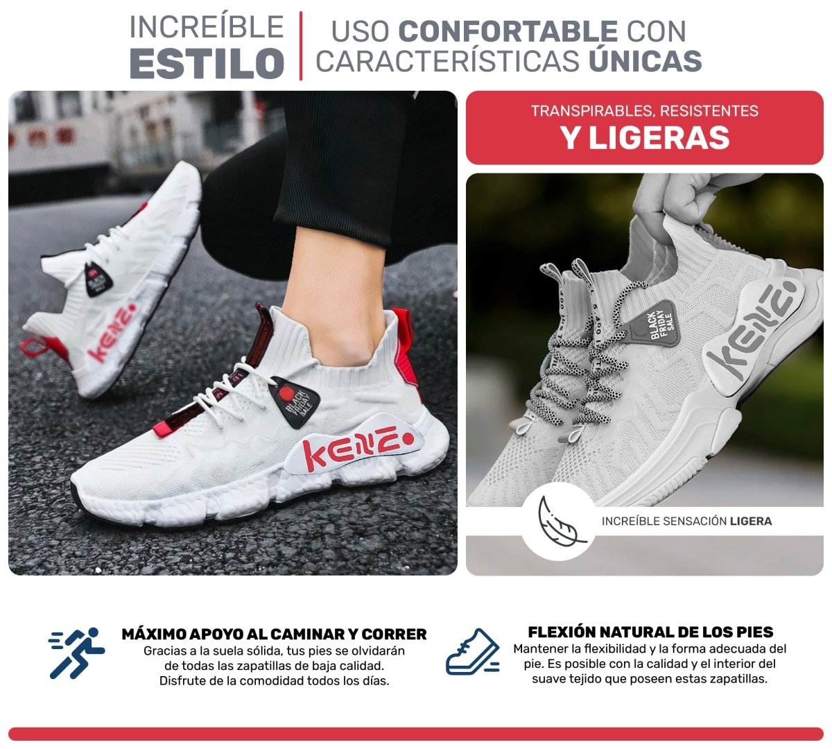 Sneakers Ligeros & Resistentes | Suela Amortiguada & Interior Confortable - ONDASHOPMX