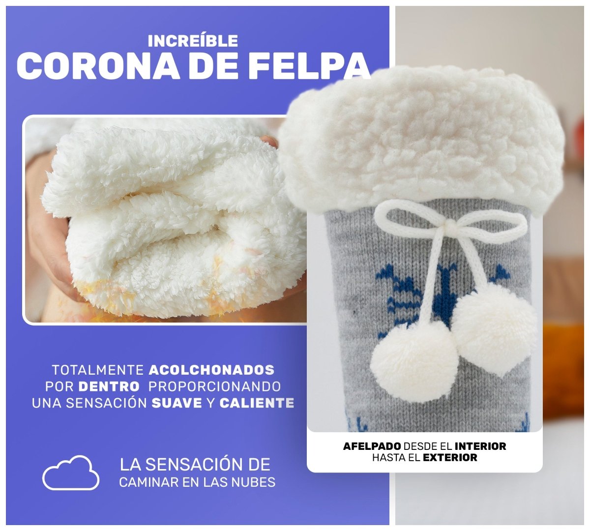 Socks Cozy Chic, Moños De Pompones, Copos De Nieve & Felpa Súper Cálida - ONDASHOPMX