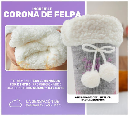Socks Cozy Chic, Moños De Pompones, Copos De Nieve & Felpa Súper Cálida - ONDASHOPMX