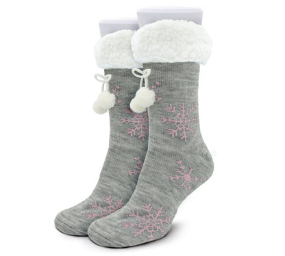 Socks Cozy Chic, Moños De Pompones, Copos De Nieve & Felpa Súper Cálida - ONDASHOPMX