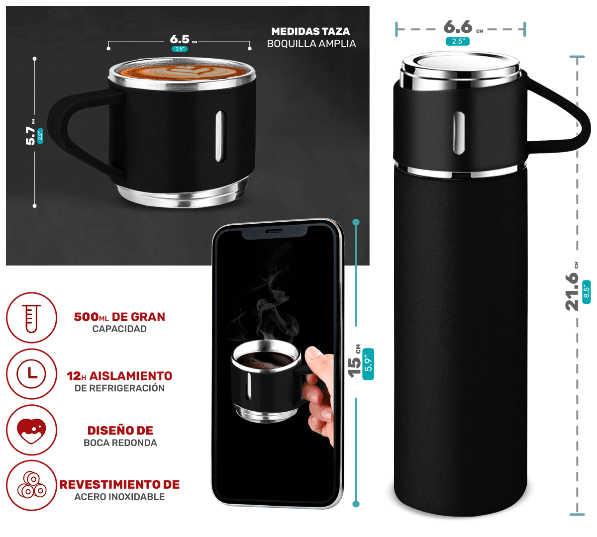 Taza Térmica con Termo Integrado: Ideal para Café y Bebidas Caliente - ONDASHOPMX