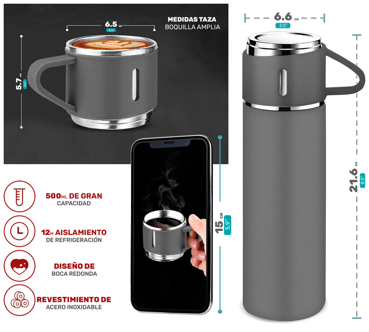 Taza Térmica con Termo Integrado: Ideal para Café y Bebidas Caliente - ONDASHOPMX