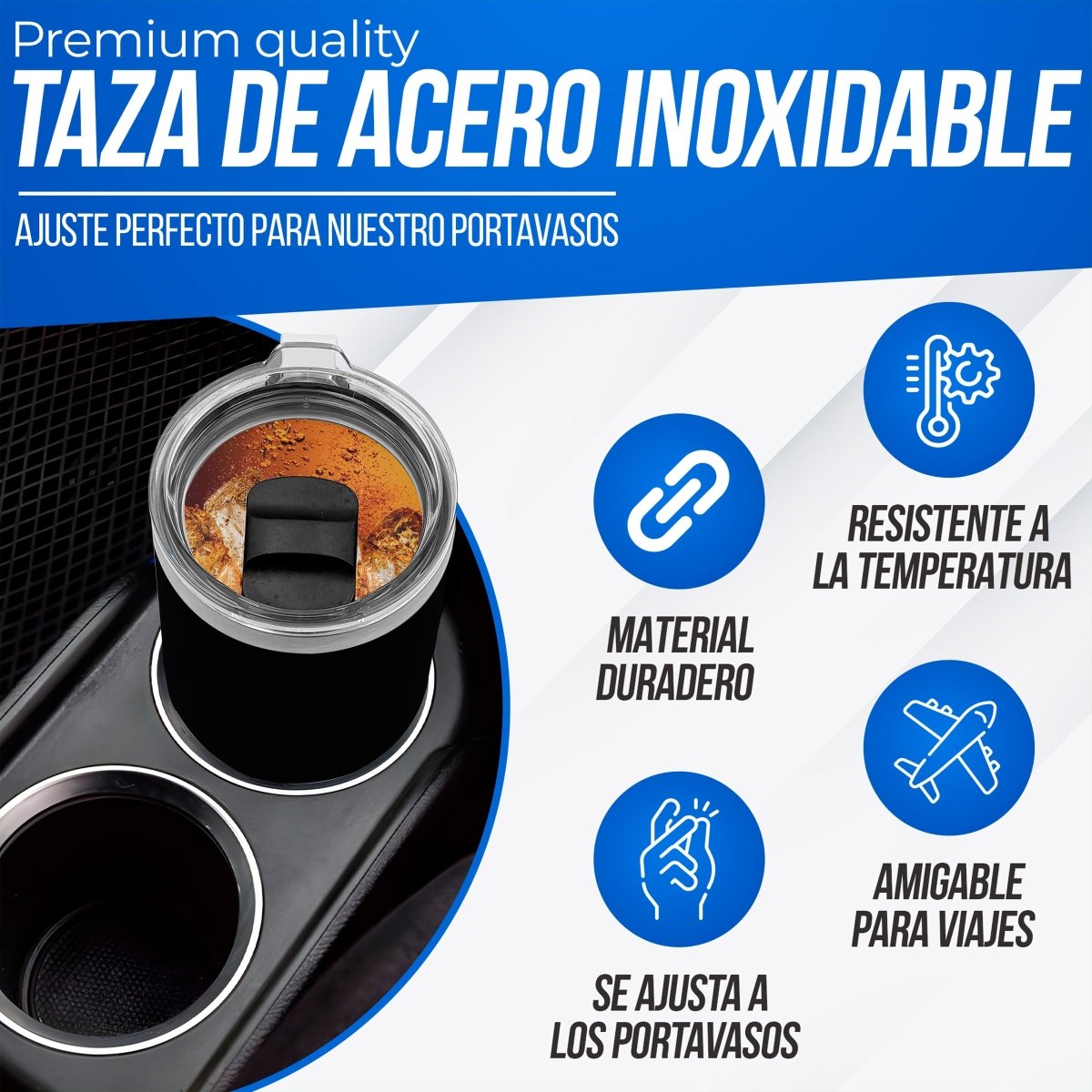 Taza Termica Para Café Doble Capa, Vaso Con Tapa Antiderrame Ideal Para Diferentes Liquidos 12oz - ONDASHOPMX