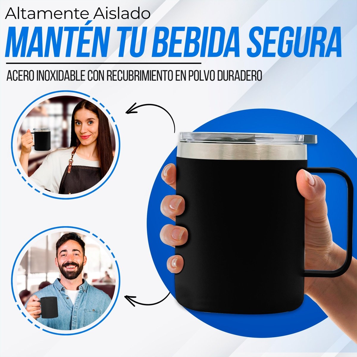 Taza Termica Para Café Doble Capa, Vaso Con Tapa Antiderrame Ideal Para Diferentes Liquidos 12oz - ONDASHOPMX