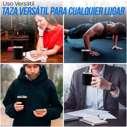 Taza Termica Para Café Doble Capa, Vaso Con Tapa Antiderrame Ideal Para Diferentes Liquidos 12oz - ONDASHOPMX