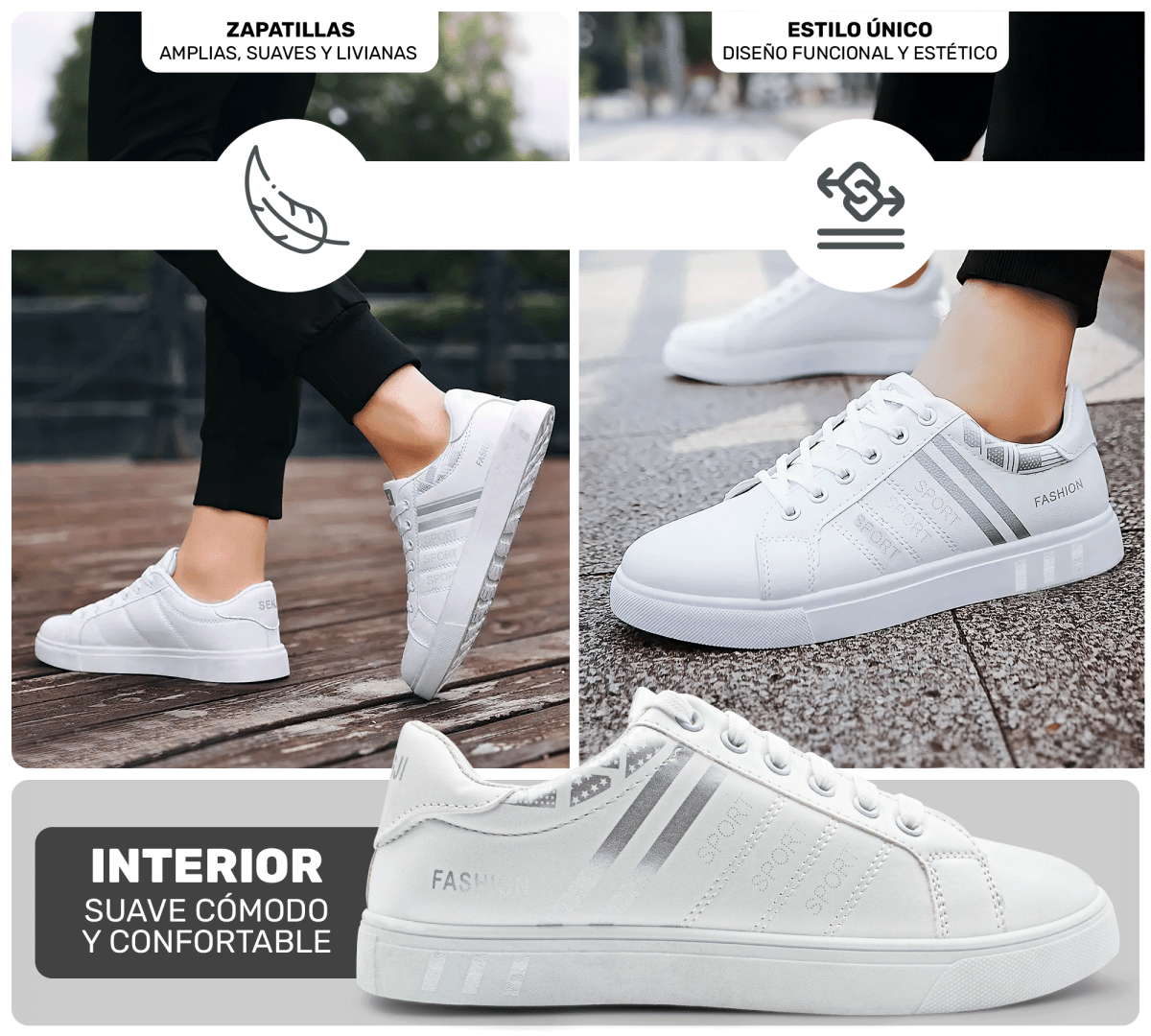 Tenis Sport Fashion – Diseño Limpio & Versátil para Toda Ocasión - ONDASHOPMX