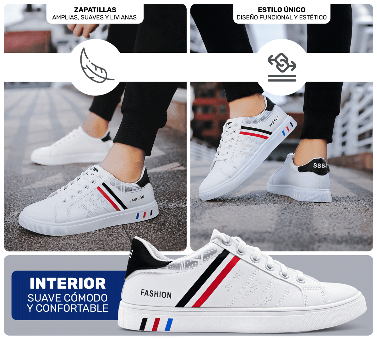 Tenis Sport Fashion – Diseño Limpio & Versátil para Toda Ocasión - ONDASHOPMX