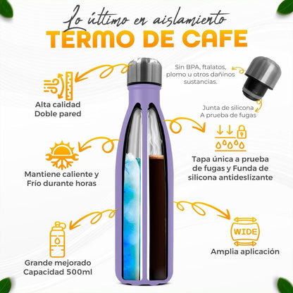 Termo Botella De Agua Acero Inoxidable 500ml - ONDASHOPMX