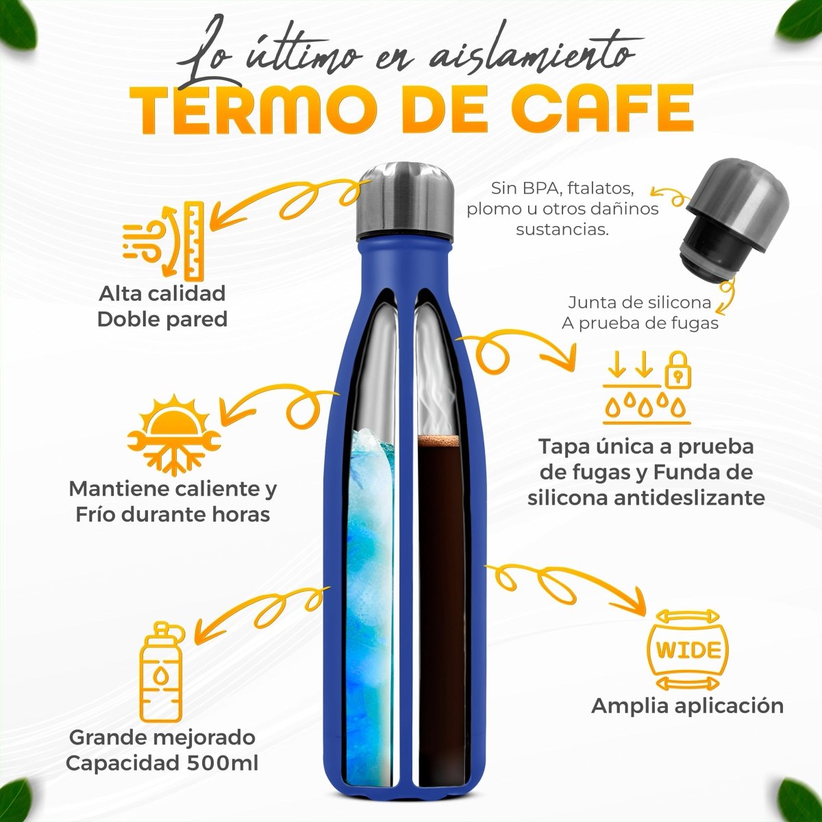 Termo Botella De Agua Acero Inoxidable 500ml - ONDASHOPMX