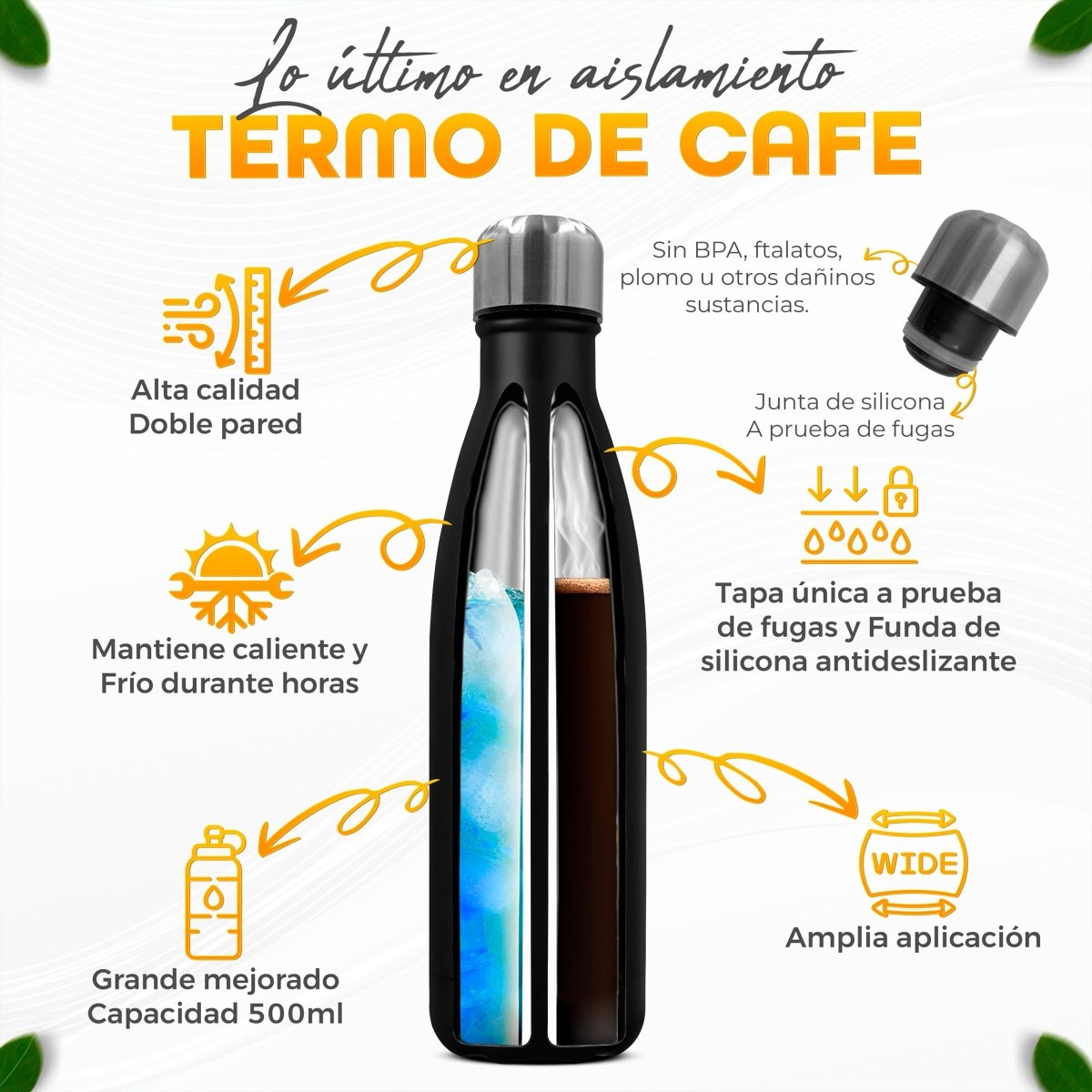 Termo Botella De Agua Acero Inoxidable 500ml - ONDASHOPMX