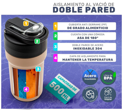 Termo De Acero Inoxidable De 600 ml Para Agua y/o Café - ONDASHOPMX