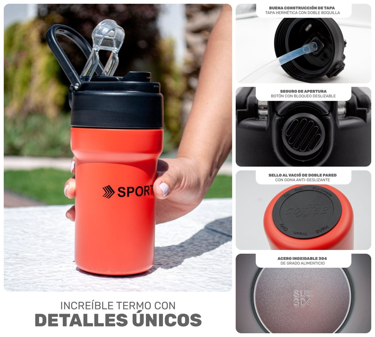 Termo De Acero Inoxidable De 600 ml Para Agua y/o Café - ONDASHOPMX