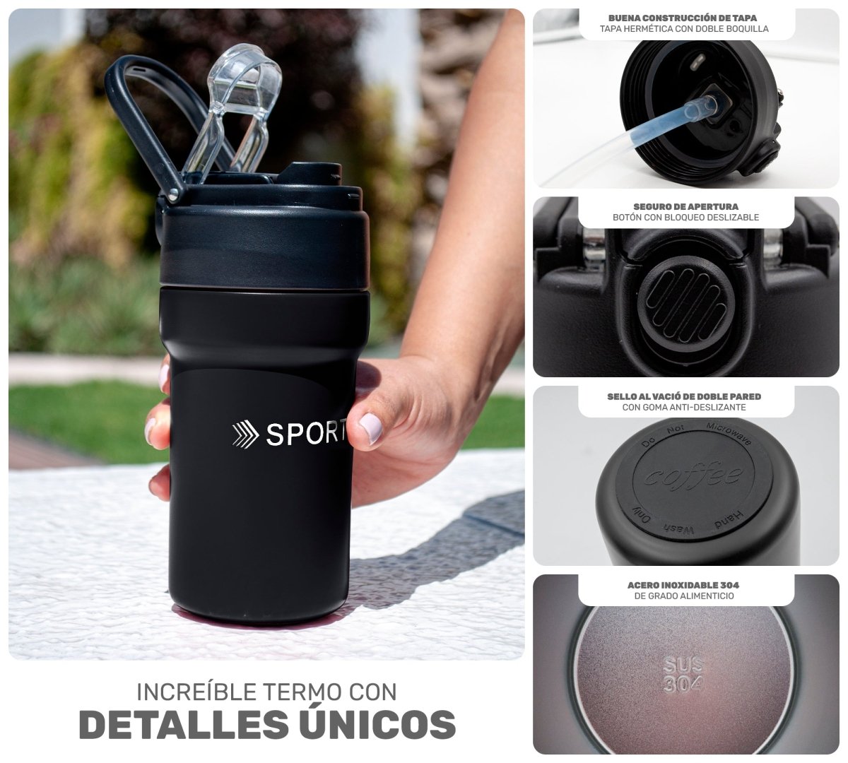 Termo De Acero Inoxidable De 600 ml Para Agua y/o Café - ONDASHOPMX