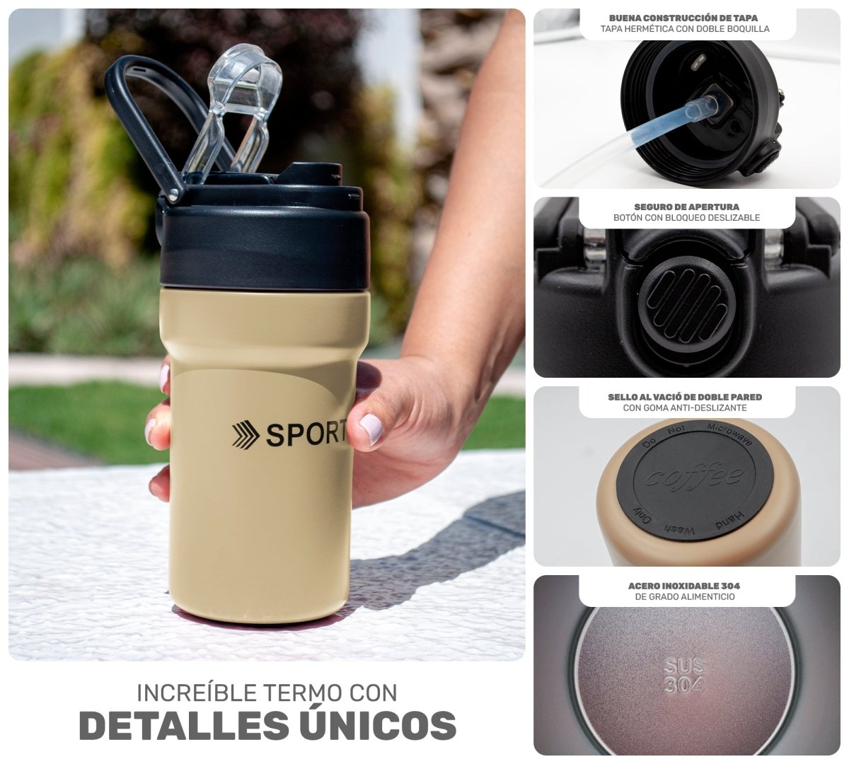 Termo De Acero Inoxidable De 600 ml Para Agua y/o Café - ONDASHOPMX
