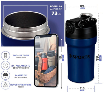 Termo De Acero Inoxidable De 600 ml Para Agua y/o Café - ONDASHOPMX