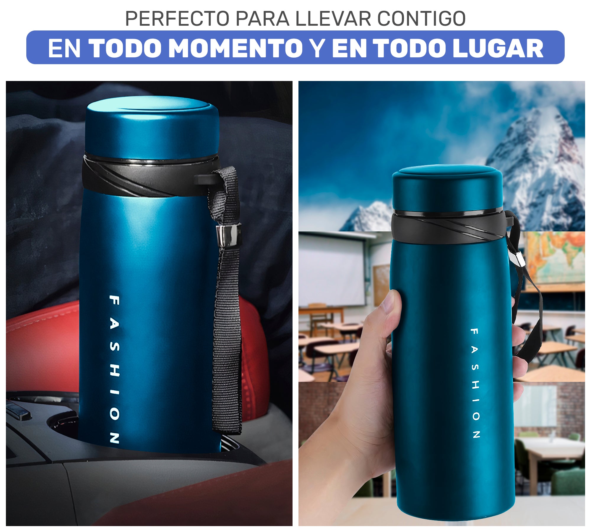 Termo De Acero Inoxidable Para Agua o Café, Taza Con Doble Pared y Tapa Hermetica - ONDASHOPMX