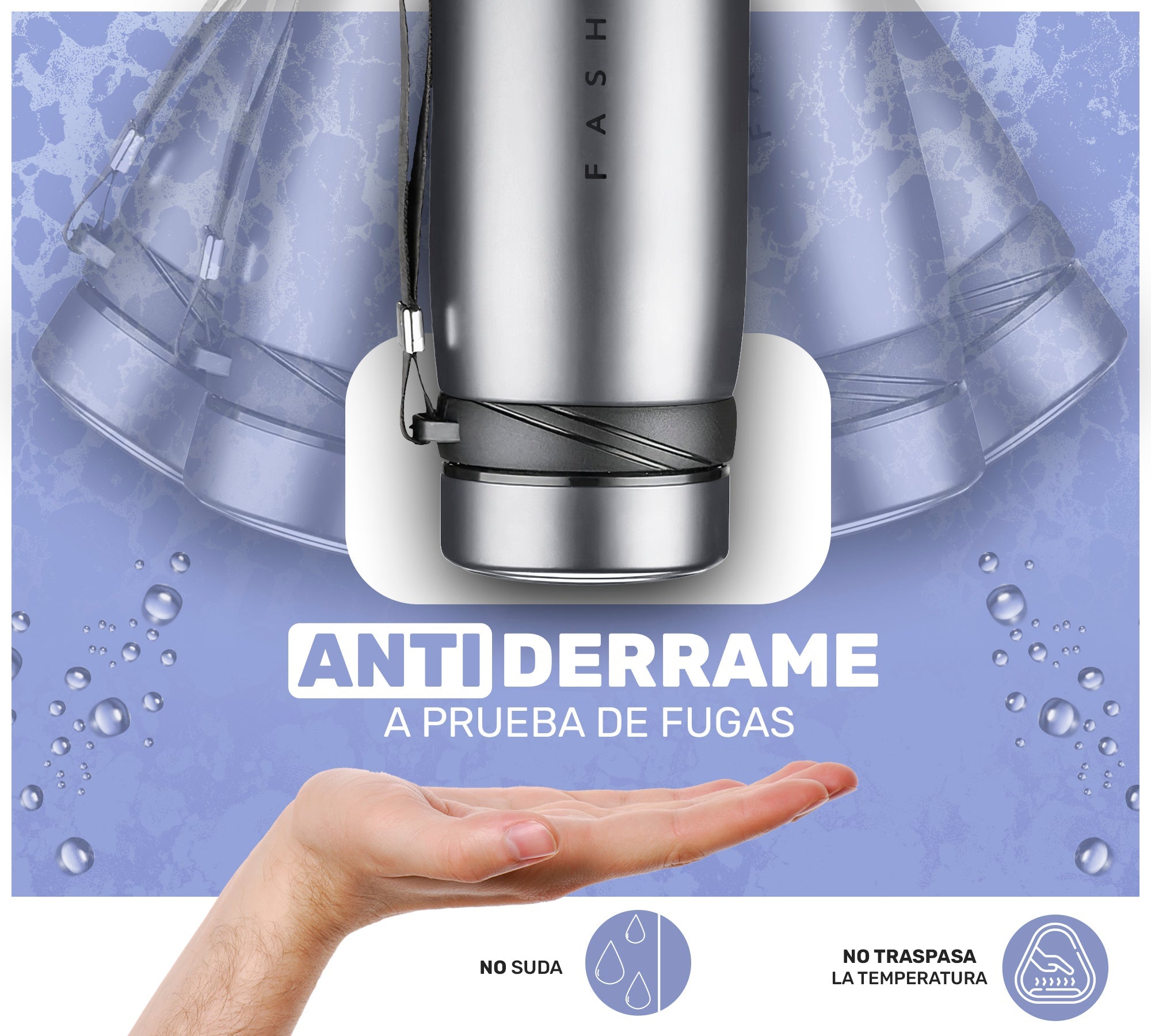 Termo De Acero Inoxidable Para Agua o Café, Taza Con Doble Pared y Tapa Hermetica - ONDASHOPMX