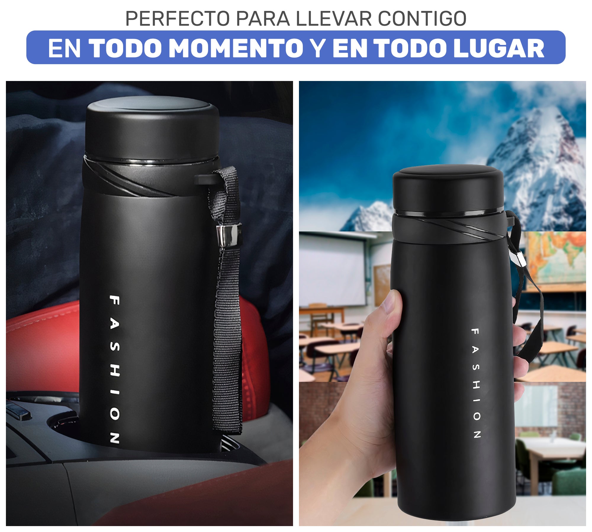 Termo De Acero Inoxidable Para Agua o Café, Taza Con Doble Pared y Tapa Hermetica - ONDASHOPMX