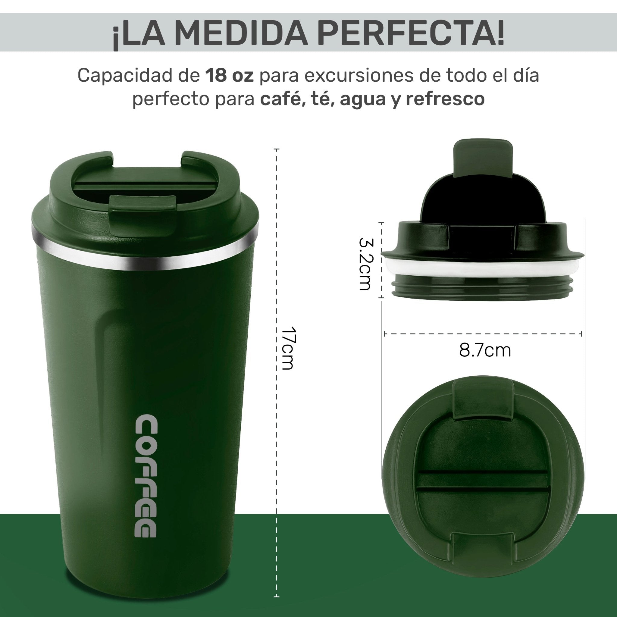 Termo Para Café Con Tapa A Prueba de Fugas, Vaso Para Té De Acero Inoxidable 500ml - ONDASHOPMX