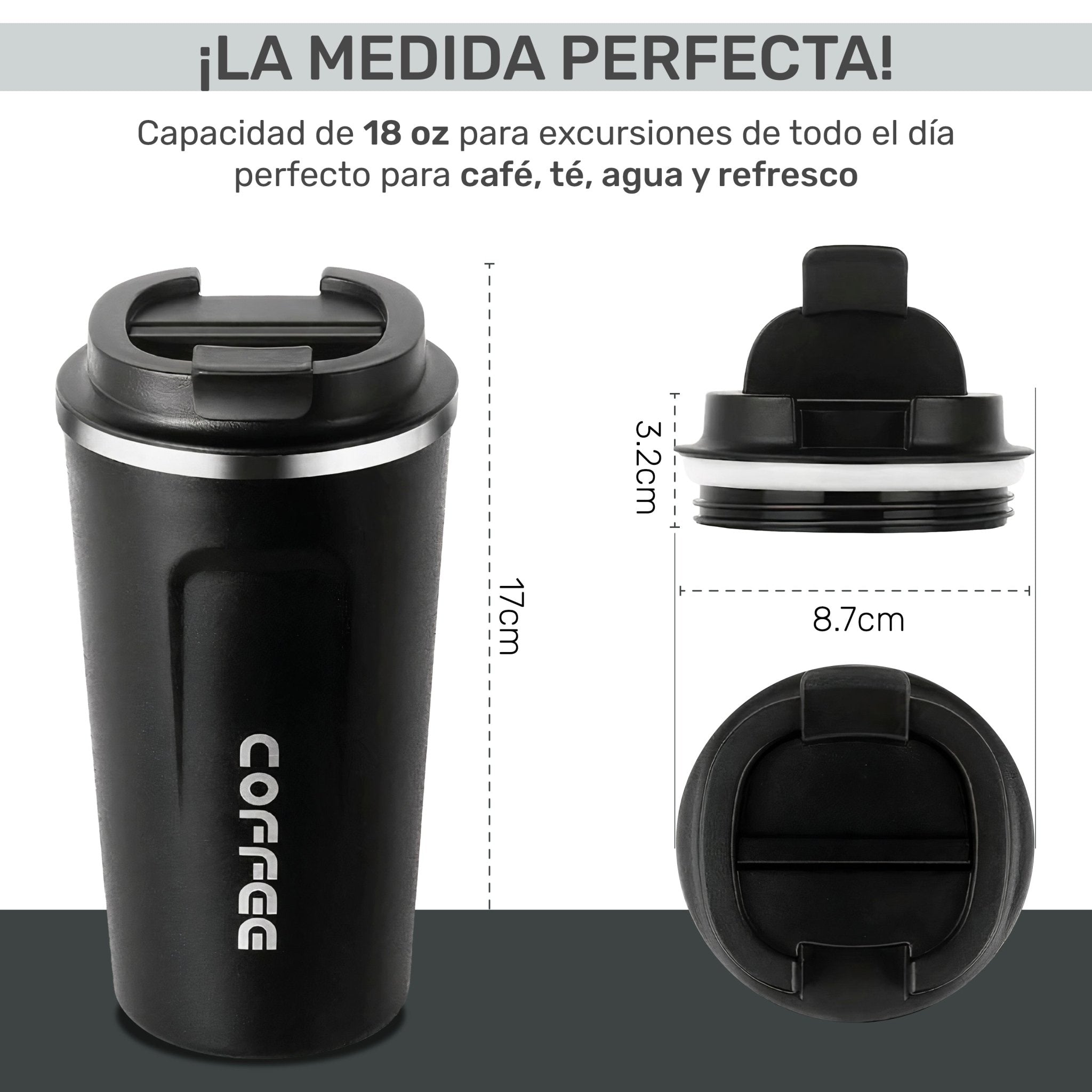 Termo Para Café Con Tapa A Prueba de Fugas, Vaso Para Té De Acero Inoxidable 500ml - ONDASHOPMX