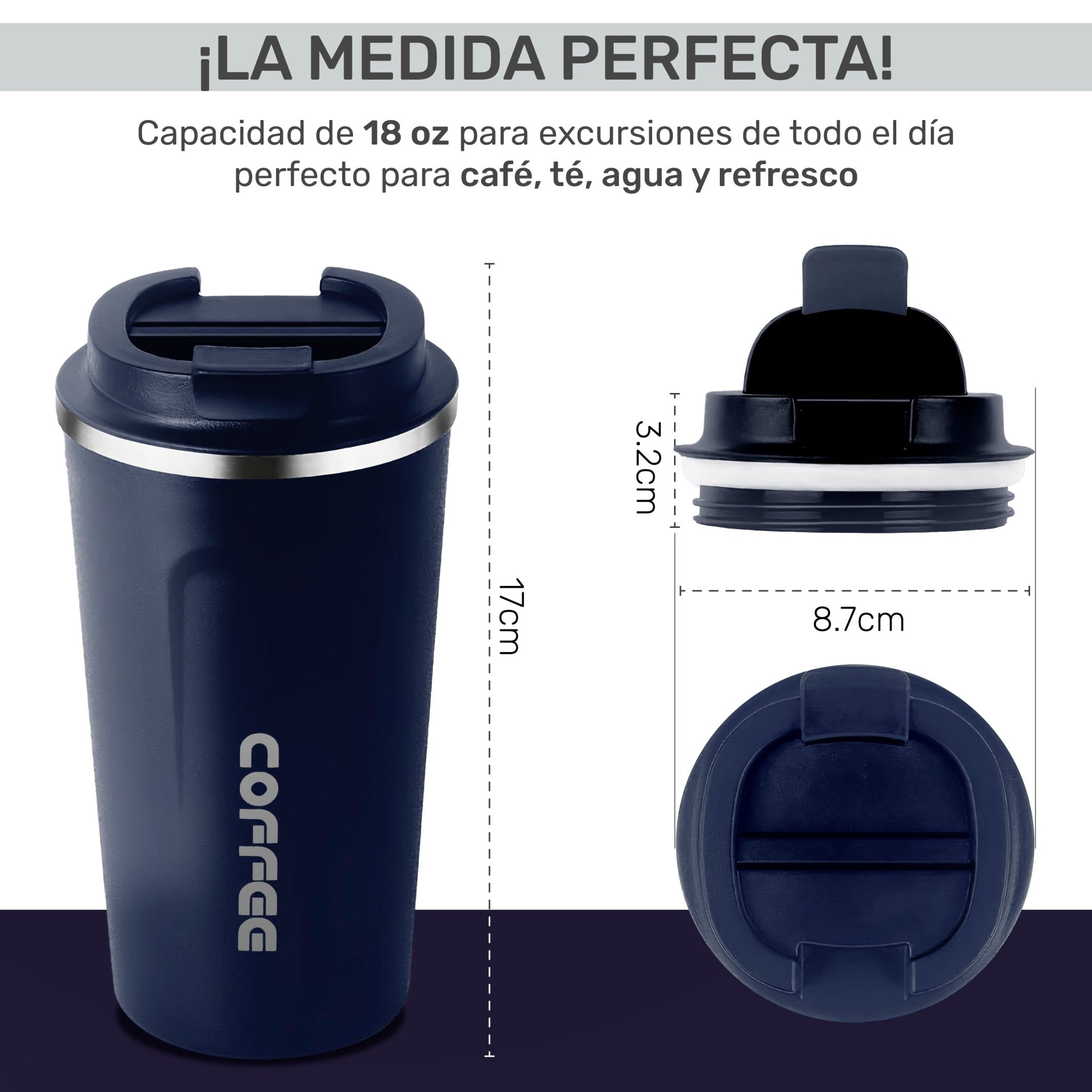 Termo Para Café Con Tapa A Prueba de Fugas, Vaso Para Té De Acero Inoxidable 500ml - ONDASHOPMX