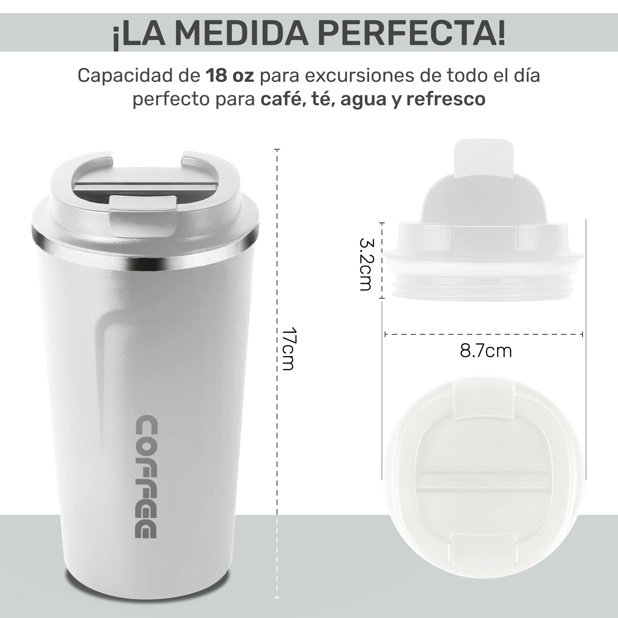 Termo Para Café Con Tapa A Prueba de Fugas, Vaso Para Té De Acero Inoxidable 500ml - ONDASHOPMX