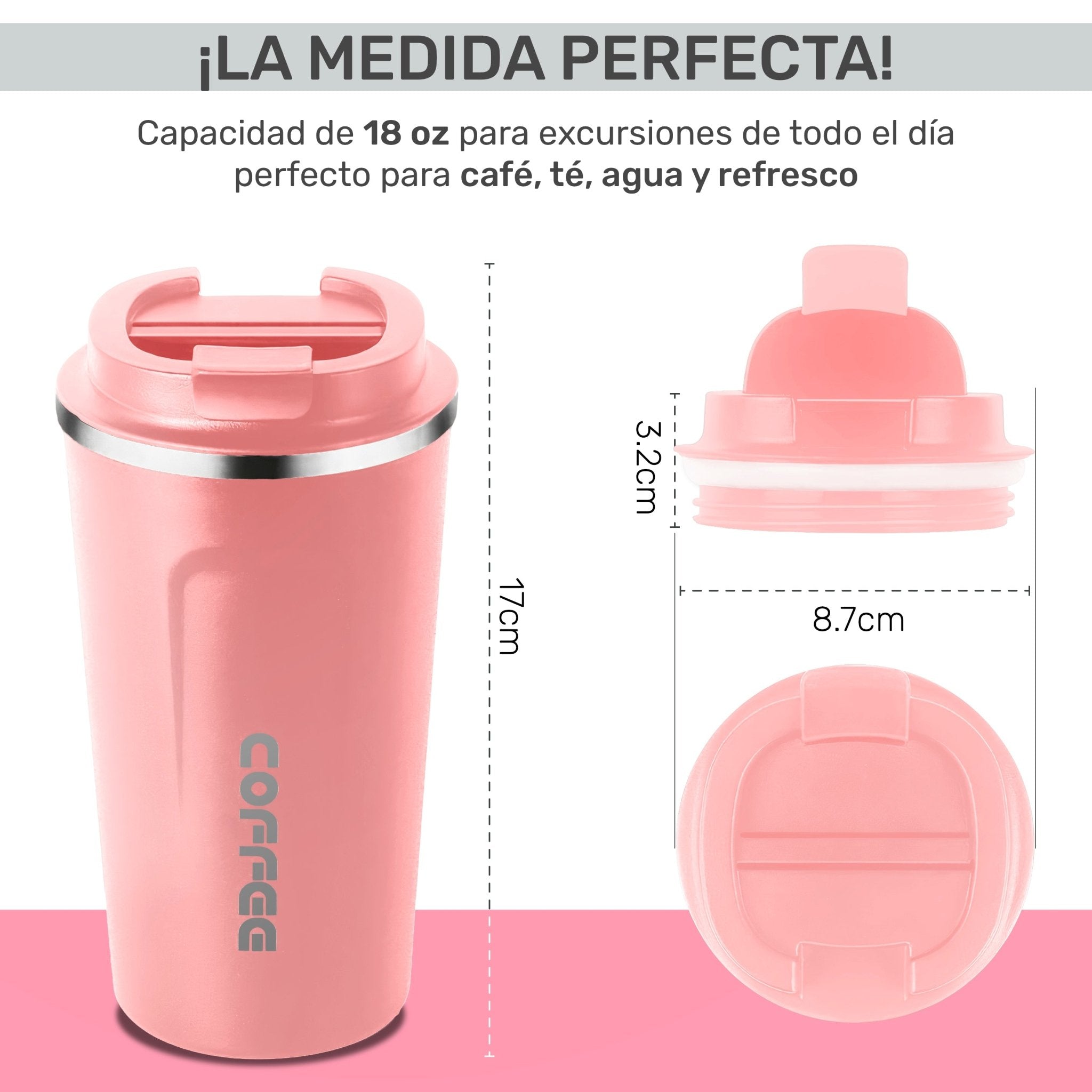 Termo Para Café Con Tapa A Prueba de Fugas, Vaso Para Té De Acero Inoxidable 500ml - ONDASHOPMX