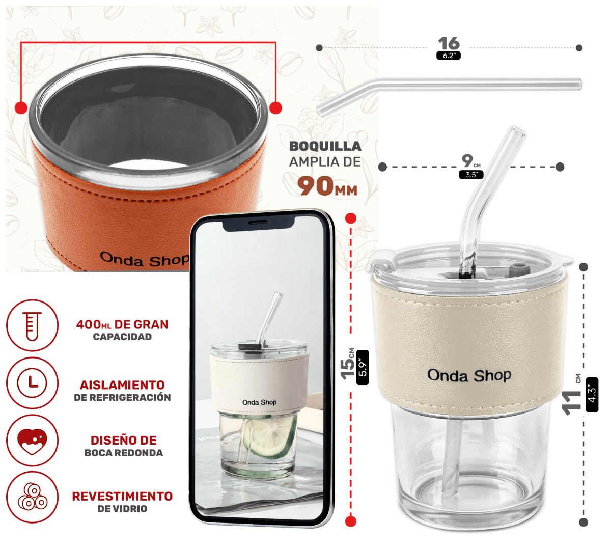Termo Para Café Frio y Caliente Vaso Con Popote - ONDASHOPMX