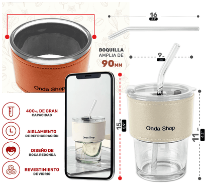 Termo Para Café Frio y Caliente Vaso Con Popote - ONDASHOPMX