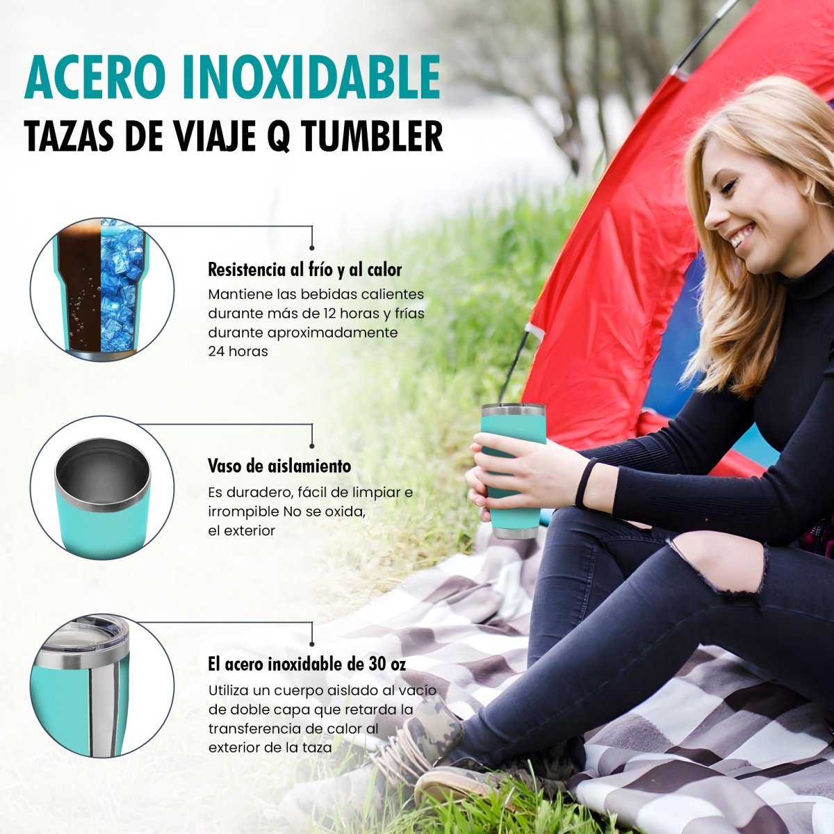 Termo Vaso de 30 oz • Mantiene Bebidas Frías 24h & Calientes 12h • Resistente & Portátil - ONDASHOPMX