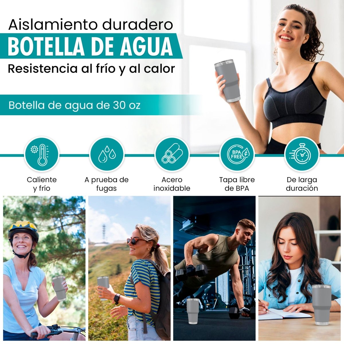 Termo Vaso de 30 oz • Mantiene Bebidas Frías 24h & Calientes 12h • Resistente & Portátil - ONDASHOPMX